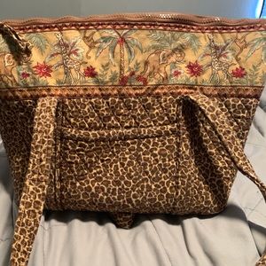 Cheetah print quilted diaper bag